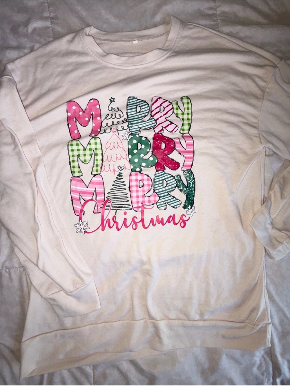 'Merry Christmas' Graphic Sweatshirt -  L